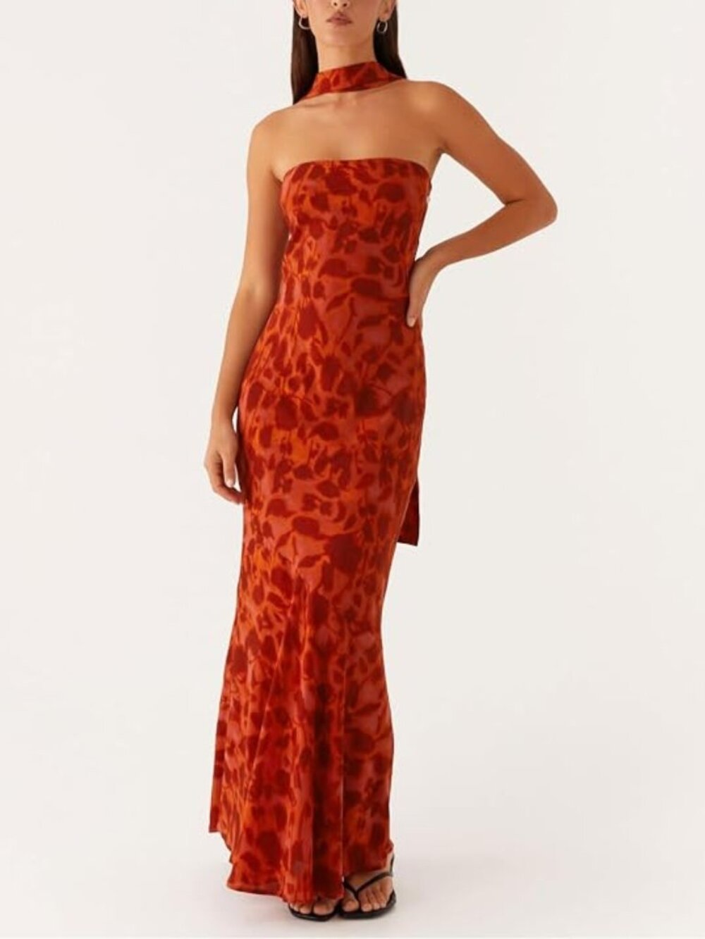 Women Strapless Floral Dress with Sarf Mesh Tube Maxi Dress Summer Cocktail Wedd